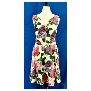Floral Rose Dress Plus Size 24 Purple Pink Skater